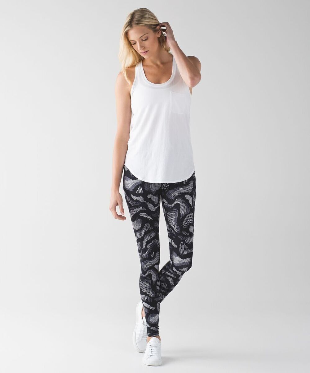Lululemon Womens Leggings Warp Ice Grey Black Wunder Under Pant Pull On Size 6